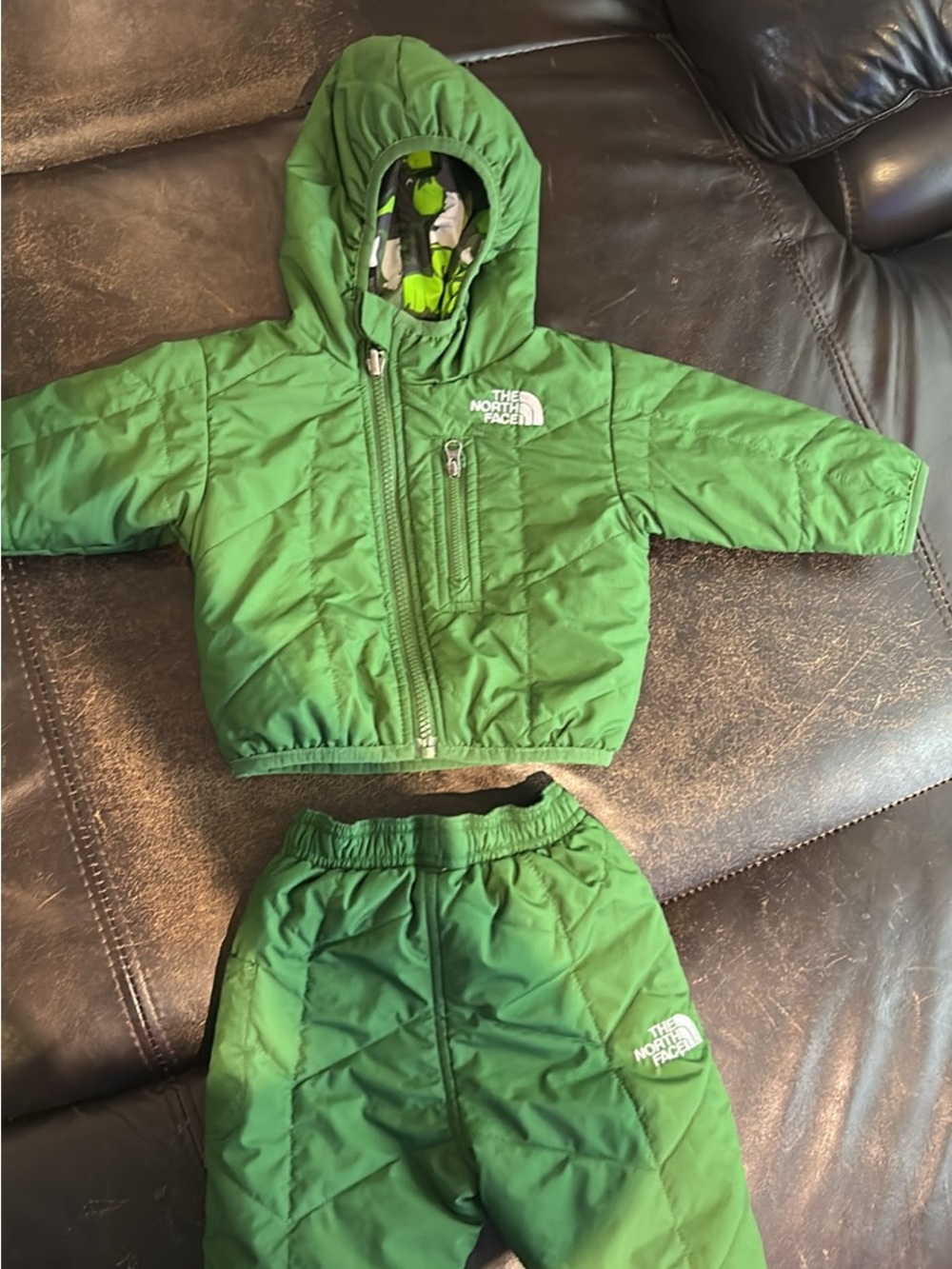 The North Face Kids Green Insulated Jacket and Snow Pants
